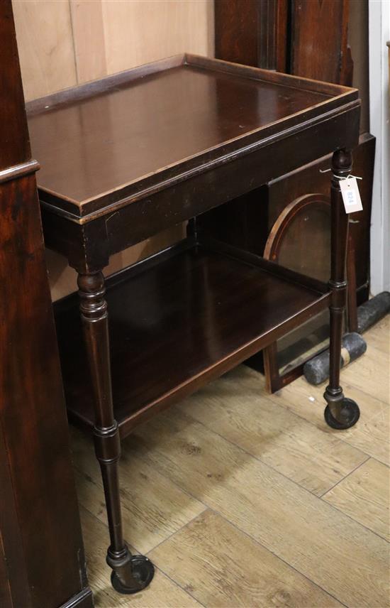 An Edwardian mahogany two tier trolley W.74cm